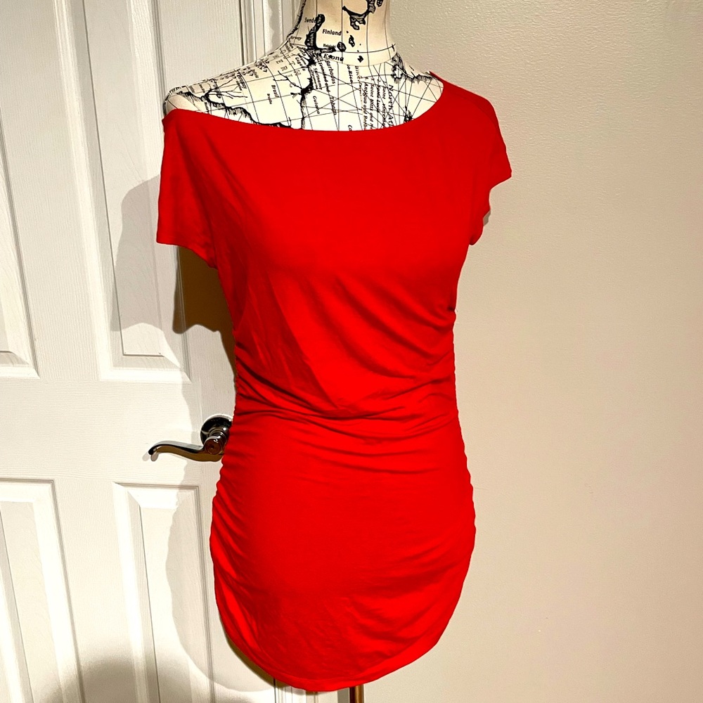 NWT Charles Nolan NY Vintage y2k Off Shoulder Dolman Top jersey shirt dress L